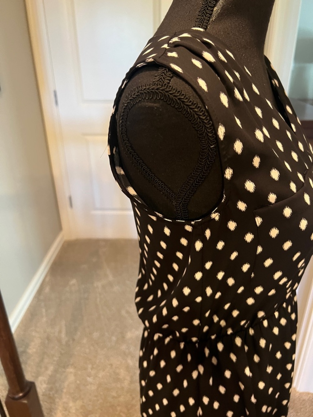 H&M Black Mini Dress with White Dot Pattern and Button Front - Picture 5 of 8